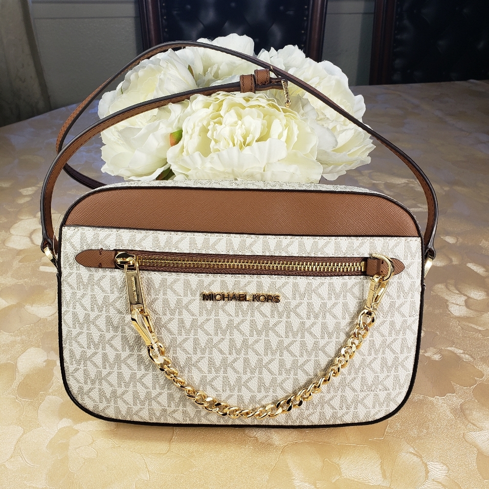 MICHAEL KORS EW LARGE CHAIN  CROSSBODY VANILLA Brown Mk